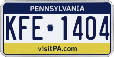 PA license plate KFE1404