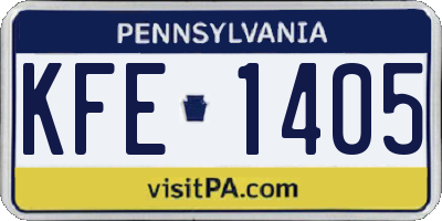 PA license plate KFE1405