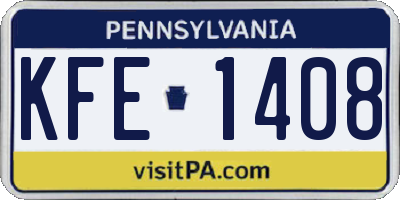 PA license plate KFE1408