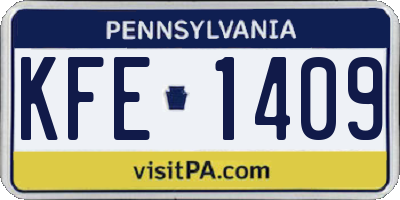 PA license plate KFE1409
