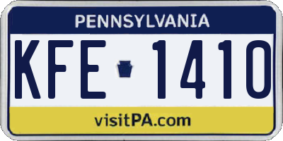 PA license plate KFE1410