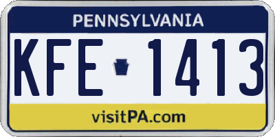 PA license plate KFE1413