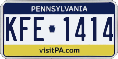 PA license plate KFE1414
