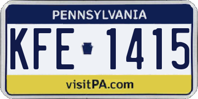 PA license plate KFE1415
