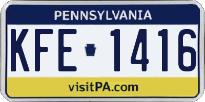 PA license plate KFE1416