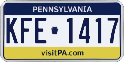 PA license plate KFE1417