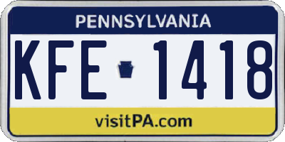 PA license plate KFE1418