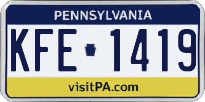 PA license plate KFE1419