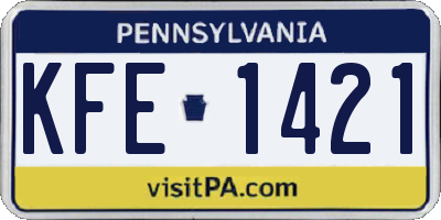 PA license plate KFE1421