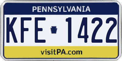 PA license plate KFE1422