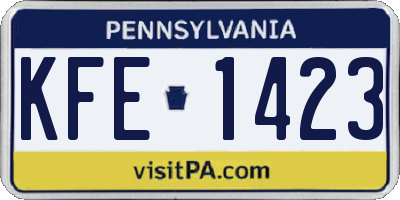 PA license plate KFE1423
