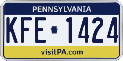 PA license plate KFE1424