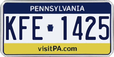 PA license plate KFE1425