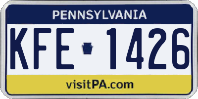 PA license plate KFE1426