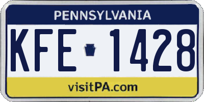 PA license plate KFE1428