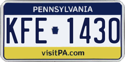 PA license plate KFE1430