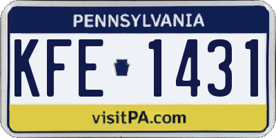 PA license plate KFE1431