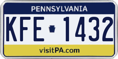 PA license plate KFE1432