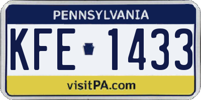 PA license plate KFE1433