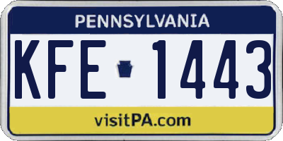 PA license plate KFE1443