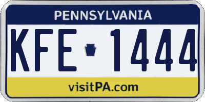 PA license plate KFE1444