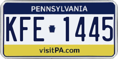 PA license plate KFE1445