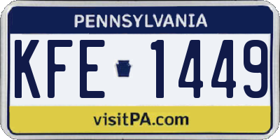 PA license plate KFE1449
