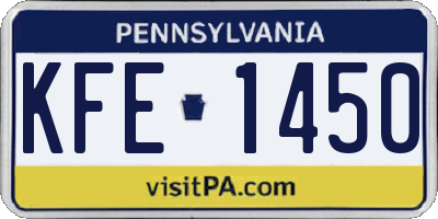 PA license plate KFE1450