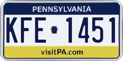 PA license plate KFE1451