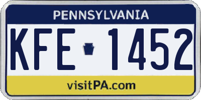 PA license plate KFE1452