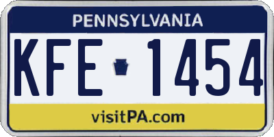 PA license plate KFE1454