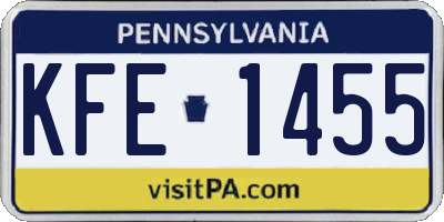 PA license plate KFE1455