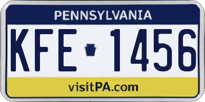 PA license plate KFE1456
