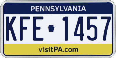 PA license plate KFE1457
