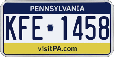 PA license plate KFE1458