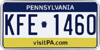 PA license plate KFE1460