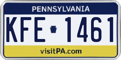 PA license plate KFE1461