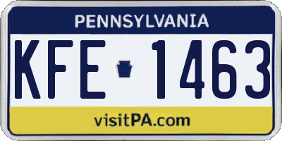 PA license plate KFE1463