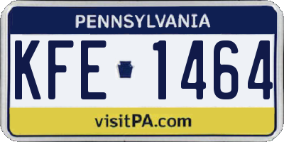 PA license plate KFE1464