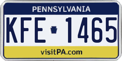 PA license plate KFE1465