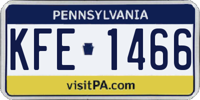PA license plate KFE1466