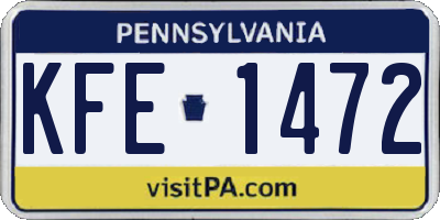 PA license plate KFE1472
