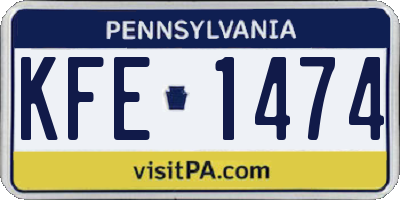 PA license plate KFE1474