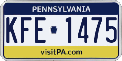 PA license plate KFE1475
