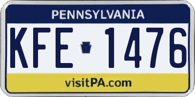 PA license plate KFE1476