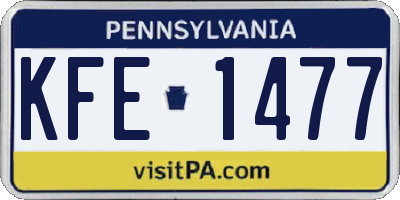 PA license plate KFE1477