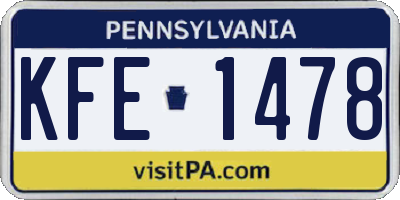 PA license plate KFE1478