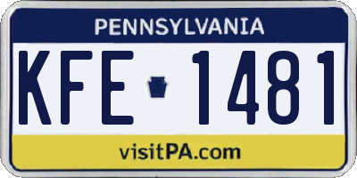 PA license plate KFE1481
