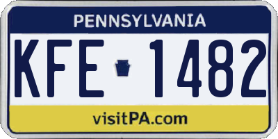 PA license plate KFE1482