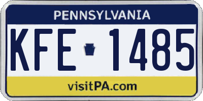 PA license plate KFE1485